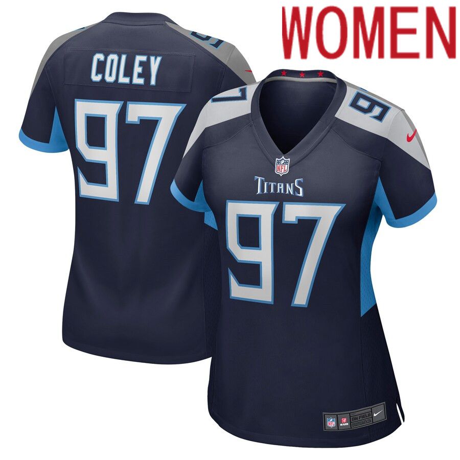 Women Tennessee Titans #97 Trevon Coley Nike Navy Game NFL Jersey->women nfl jersey->Women Jersey
